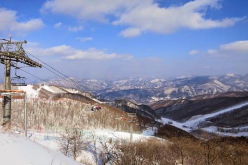 Đường cáp treo nối chân núi Taebaek với khu nghỉ dưỡng. Ảnh: lonelyplanet